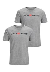 Jack & Jones T-Shirt JJECORP LOGO Print Kurzarm 2-er Stck Pack (3661) Grau (3661)