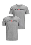 Jack & Jones T-Shirt JJECORP LOGO Print Kurzarm 2-er Stck Pack (3661) Grau (3661)