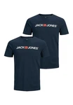 Jack & Jones T-Shirt JJECORP LOGO Print Kurzarm 2-er Stck Pack (3661) Dunkelblau (3661)