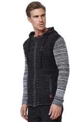 Rusty Neal Strickjacke mit Kapuze Dunkelgrau/Schwarz/Hellgrau/Dunkelblau/Grau
