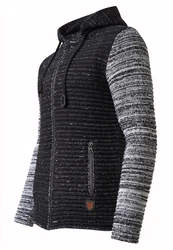Rusty Neal Strickjacke mit Kapuze Dunkelgrau/Schwarz/Hellgrau/Dunkelblau/Grau