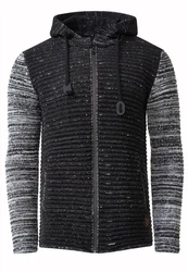 Rusty Neal Strickjacke mit Kapuze Dunkelgrau/Schwarz/Hellgrau/Dunkelblau/Grau