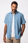 JP1880 Kurzarmhemd Modern Fit Hellblau/Blau
