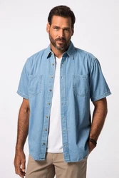 JP1880 Kurzarmhemd Modern Fit Hellblau/Blau