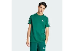 adidas Sportswear T-Shirt ESSENTIALS SINGLE JERSEY 3-STREIFEN Grün/Dunkelgrün