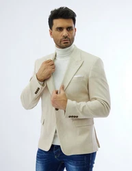 Denim Distriqt Sakko von Denim Distriqt Beige/Khaki/Weiß/Creme