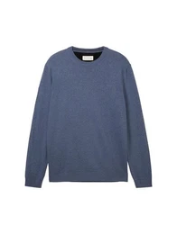 Strickpullover basic crewneck knit, vintage indigo blue melange
