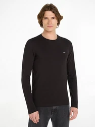 Calvin Klein Langarmshirt STRETCH SLIM FIT LS T-SHIRT Schwarz/Dunkelblau/Braun