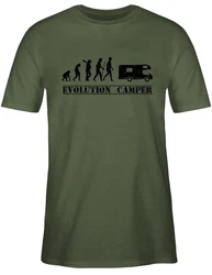 Shirtracer T-Shirt Evolution Camper Outfit Dunkelgrün/Grün