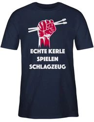 Shirtracer T-Shirt Echte Kerle spielen Schlagzeug Musik Instrument Zubehr Grau/Rosa/Blau/Braun