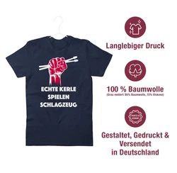 Shirtracer T-Shirt Echte Kerle spielen Schlagzeug Musik Instrument Zubehr Grau/Rosa/Blau/Braun