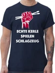 Shirtracer T-Shirt Echte Kerle spielen Schlagzeug Musik Instrument Zubehr Grau/Rosa/Blau/Braun