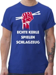 Shirtracer T-Shirt Echte Kerle spielen Schlagzeug Musik Instrument Zubehr Blau/Grau