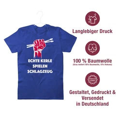 Shirtracer T-Shirt Echte Kerle spielen Schlagzeug Musik Instrument Zubehr Blau/Grau