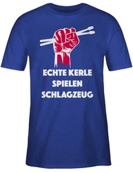 Shirtracer T-Shirt Echte Kerle spielen Schlagzeug Musik Instrument Zubehr Blau/Grau