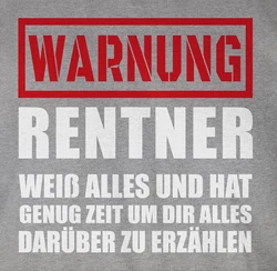 Shirtracer T-Shirt Warnung Rentner der alles weiß I Geschenkideen Rentner Rente Dunkelgrau/Grau/Silber/Rot