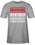 Shirtracer T-Shirt Warnung Rentner der alles weiß I Geschenkideen Rentner Rente Dunkelgrau/Grau/Silber/Rot