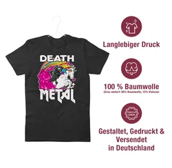Shirtracer T-Shirt Death Metal Sensenmann Einhorn Rosa/Grau/Dunkelgrau/Orange/Beige