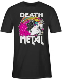 T-Shirt Death Metal Sensenmann auf einem Einhorn Heavy Metal Geschenke