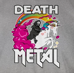 Shirtracer T-Shirt Death Metal Sensenmann Einhorn Dunkelgrau/Rosa/Grau
