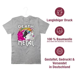 Shirtracer T-Shirt Death Metal Sensenmann Einhorn Dunkelgrau/Rosa/Grau