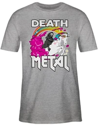 T-Shirt Death Metal Sensenmann auf einem Einhorn Heavy Metal Geschenke