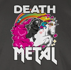 Shirtracer T-Shirt Death Metal Sensenmann Einhorn Dunkelgrau/Grau/Rosa