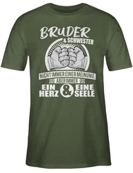 Shirtracer T-Shirt Bruder & Schwester Immer ein Herz & eine Seele Familie Dunkelgrün/Grün