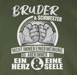Shirtracer T-Shirt Bruder & Schwester Immer ein Herz & eine Seele Familie Dunkelgrün/Grün