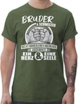 Shirtracer T-Shirt Bruder & Schwester Immer ein Herz & eine Seele Familie Dunkelgrün/Grün