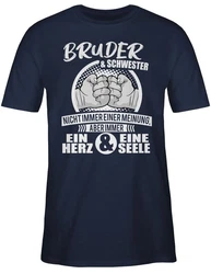 Shirtracer T-Shirt Bruder & Schwester Immer ein Herz & eine Seele Familie Dunkelblau/Hellgrün/Blau