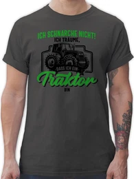 T-Shirt Ich schnarche nicht ich trume dass ich ein Traktor bin schwarz bunt Traktor