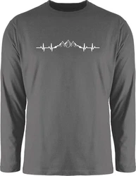 Shirtracer Rundhalsshirt Berge Herzschlag Geschenk Bergliebhaber Bergliebe Apres Ski Party Dunkelgrau/Grau/Hellgrau