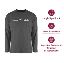 Shirtracer Rundhalsshirt Berge Herzschlag Geschenk Bergliebhaber Bergliebe Apres Ski Party Dunkelgrau/Grau/Hellgrau