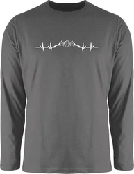 Shirtracer Rundhalsshirt Berge Herzschlag Geschenk Bergliebhaber Bergliebe Apres Ski Party Dunkelgrau/Grau/Hellgrau
