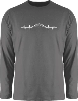 Shirtracer Rundhalsshirt Berge Herzschlag Geschenk Bergliebhaber Bergliebe Apres Ski Party Dunkelgrau/Grau/Hellgrau