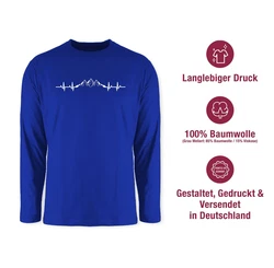Shirtracer Rundhalsshirt Berge Herzschlag Geschenk Bergliebhaber Bergliebe Apres Ski Party Blau/Hellblau/Dunkelblau
