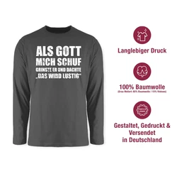 Shirtracer Rundhalsshirt Als Gott mich schuf grinste er - Lustige Sprüche Witziger Spruch Statement Hellgrau/Grau/Dunkelgrau