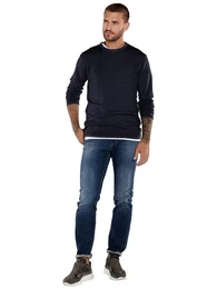 Rundhalspullover Pullover uni