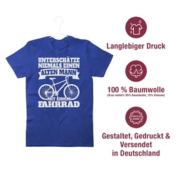 Shirtracer T-Shirt Unterschätze niemals einen alten Mann mit einem Fahrrad weiß