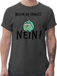 Shirtracer T-Shirt Bevor du fragst Nein Geschenk Kollegen Lustig Sprüche Statement mit Spruch Dunkelblau/Grün/Grau
