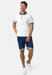 Indicode Herren Lonar Jeans Shorts mit 5 Taschen Dunkelblau/Blau/Hellblau