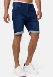Indicode Herren Lonar Jeans Shorts mit 5 Taschen Dunkelblau/Blau/Hellblau