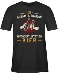 Shirtracer T-Shirt Die Gesamtsituation erfordert jetzt ein Bier Schwarz/Beige/Gold/Creme/Hellblau
