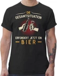 Shirtracer T-Shirt Die Gesamtsituation erfordert jetzt ein Bier Schwarz/Beige/Gold/Creme/Hellblau