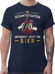 Shirtracer T-Shirt Die Gesamtsituation erfordert jetzt ein Bier Hellblau/Dunkelblau/Schwarz/Blau