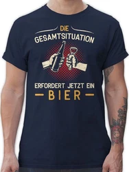 Shirtracer T-Shirt Die Gesamtsituation erfordert jetzt ein Bier Hellblau/Dunkelblau/Schwarz/Blau