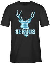 Shirtracer T-Shirt Servus Hirsch Mode für Oktoberfest Herren Türkis