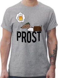 Shirtracer T-Shirt Prost mit Dackel und Bier Vintage Mode fr Oktoberfest Braun/Grau