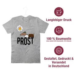 Shirtracer T-Shirt Prost mit Dackel und Bier Vintage Mode fr Oktoberfest Braun/Grau